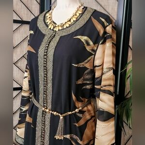 Elegant Black and Gold Long Sleeve Dress